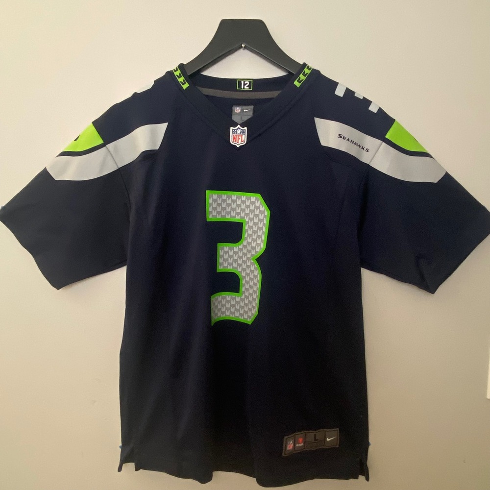 Nike NFL Seattle Seahawks Russell Wilson Jersey Youth Size L Navy #3